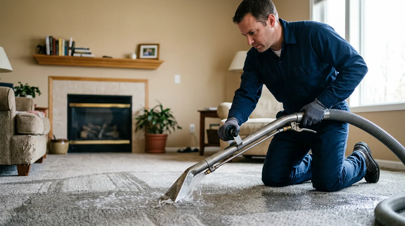 Water damage restoration technician working near Seaford, NY